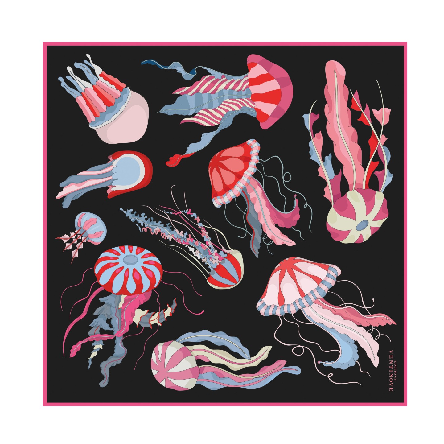 Foulard in seta 50 x 50 "meduse" - Editions Ventinove