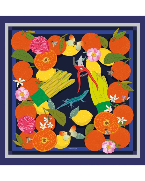 Foulard di seta 70 x 70 "Il giardino" - Editions Ventinove