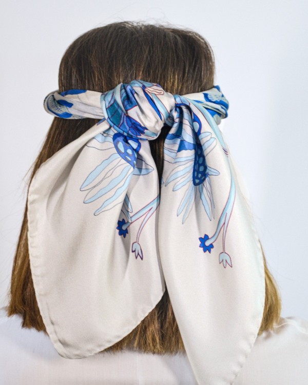 Twill silk scarf square 90 - Alghe del sud