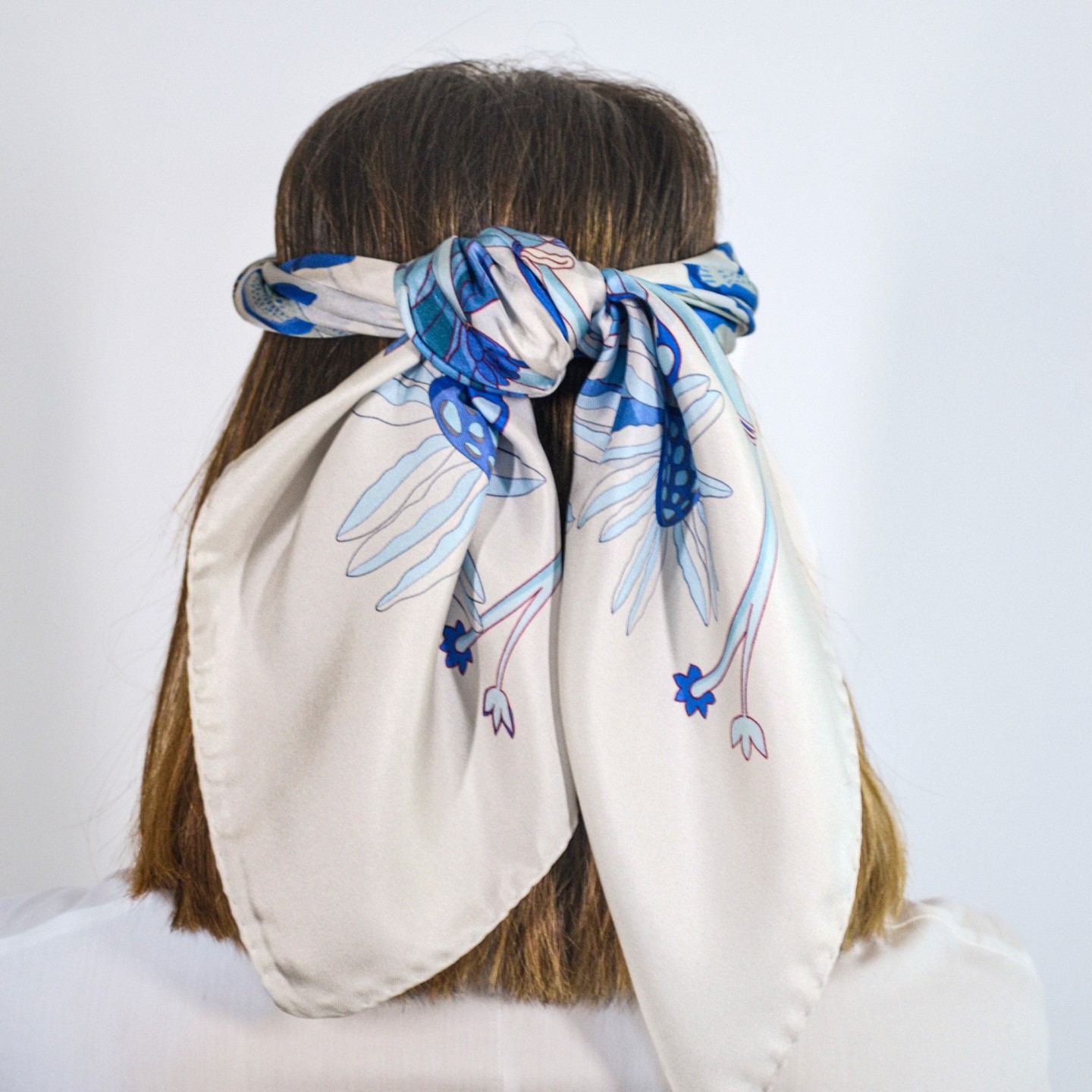 Twill silk scarf square 90 - Alghe del sud