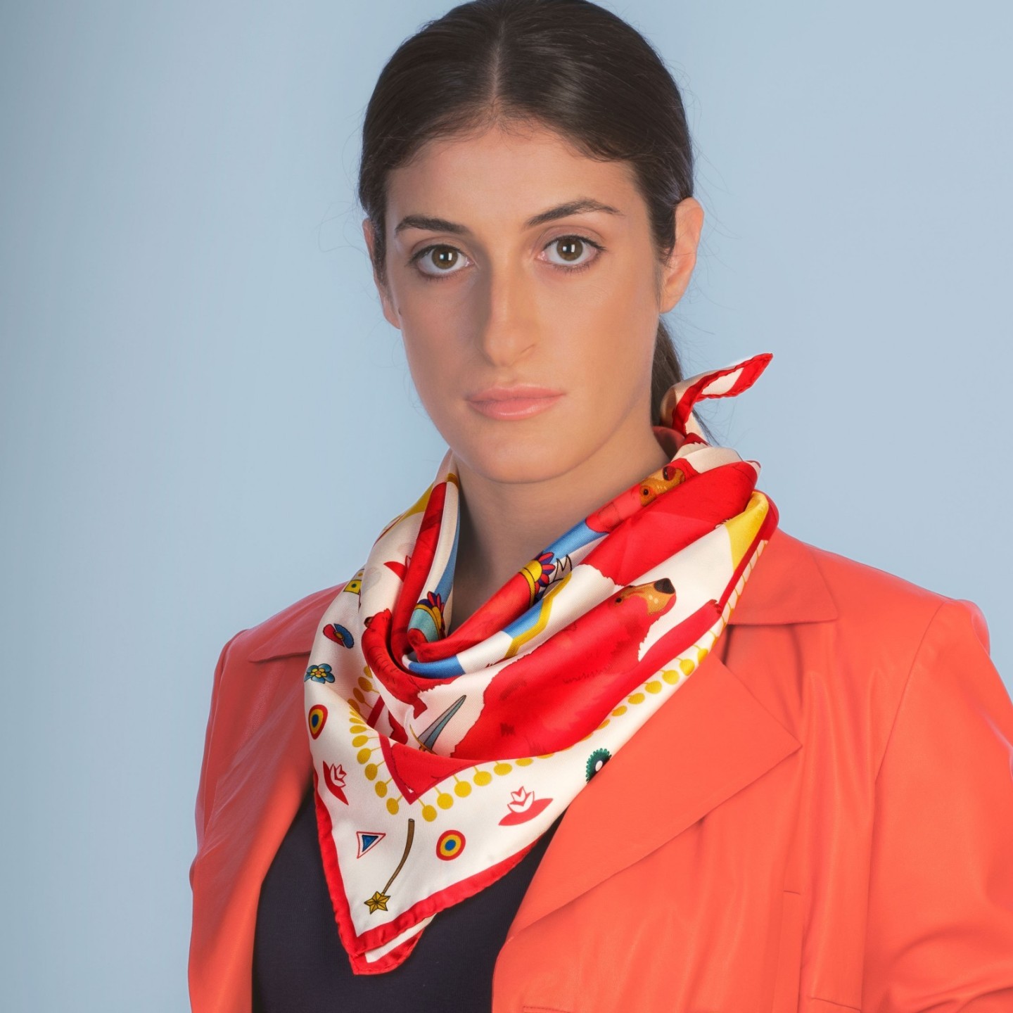 Silk scarf 70 x 70 "Orsi in Sicilia" - Ventinove