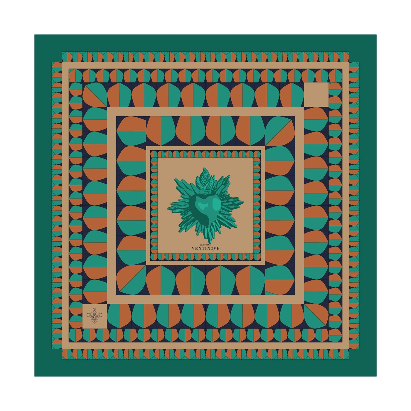 Twill silk scarf square 50 - Ex voto