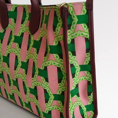 Shopper bag "Vimini" Green and pink