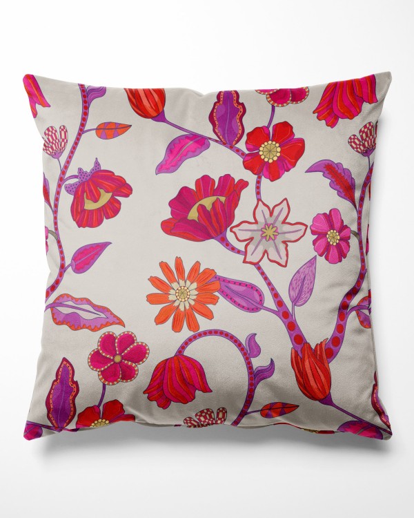 Housse de coussin Marqueterie fleurs