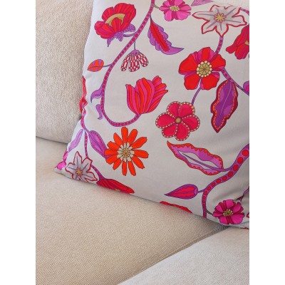 Housse de coussin Marqueterie fleurs