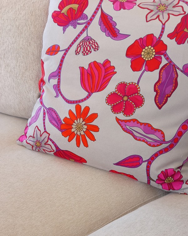 Housse de coussin Marqueterie fleurs