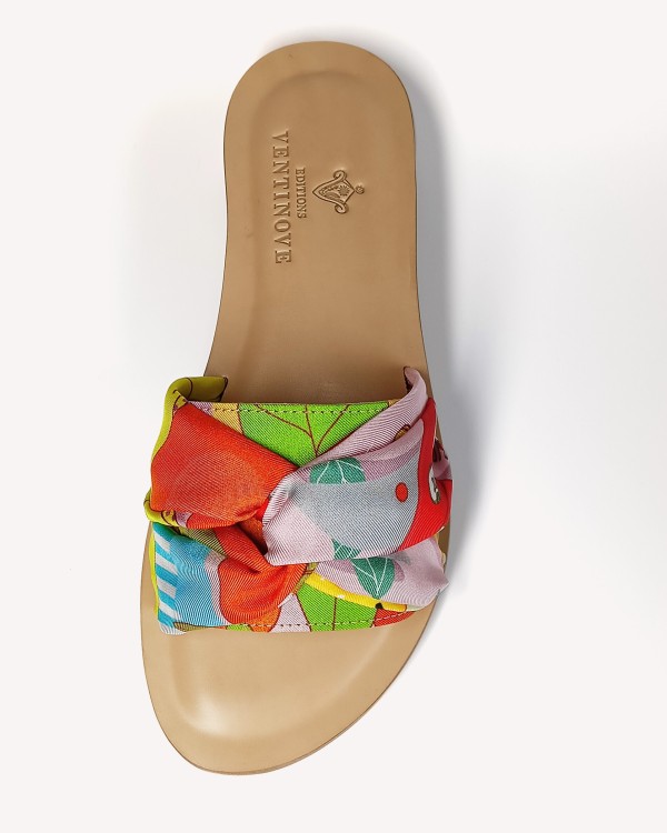 Unique sandal silk and leather Italian Craftsmanship