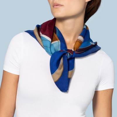 Foulard di lana e seta Made in Italy: Il porto ! 70 x 70 cm