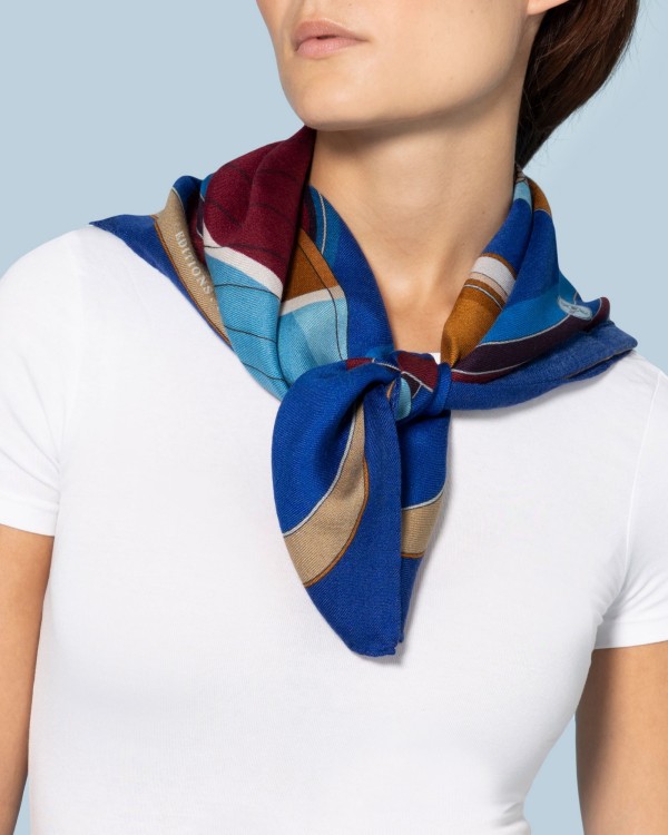 Foulard di lana e seta Made in Italy: Il porto ! 70 x 70 cm