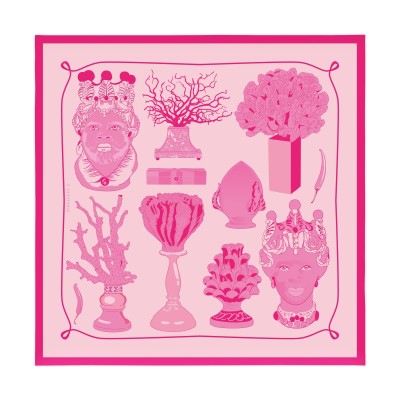 Foulard en soie 50 x 50 "Souvenir rosa" - Ventinove