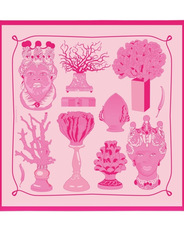 Foulard in seta 50 x 50 "Souvenir rosa" - Ventinove