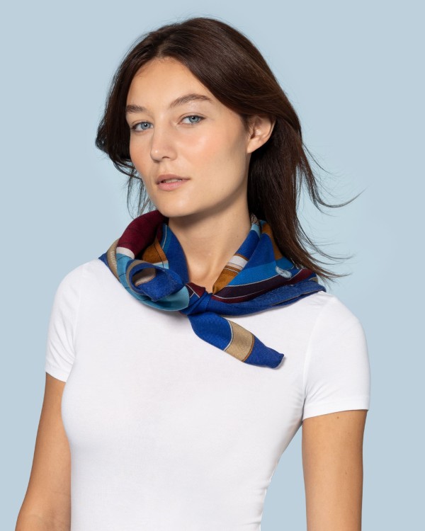 Foulard di lana e seta Made in Italy: Il porto ! 70 x 70 cm