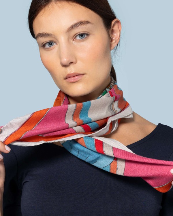 Foulard di lana e seta Made in Italy: Il porto ! 70 x 70 cm