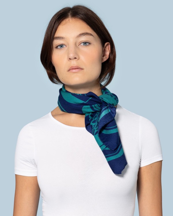 foulard en soie et laine 70x70 cm - Intarsio - bichromie- Ventinove