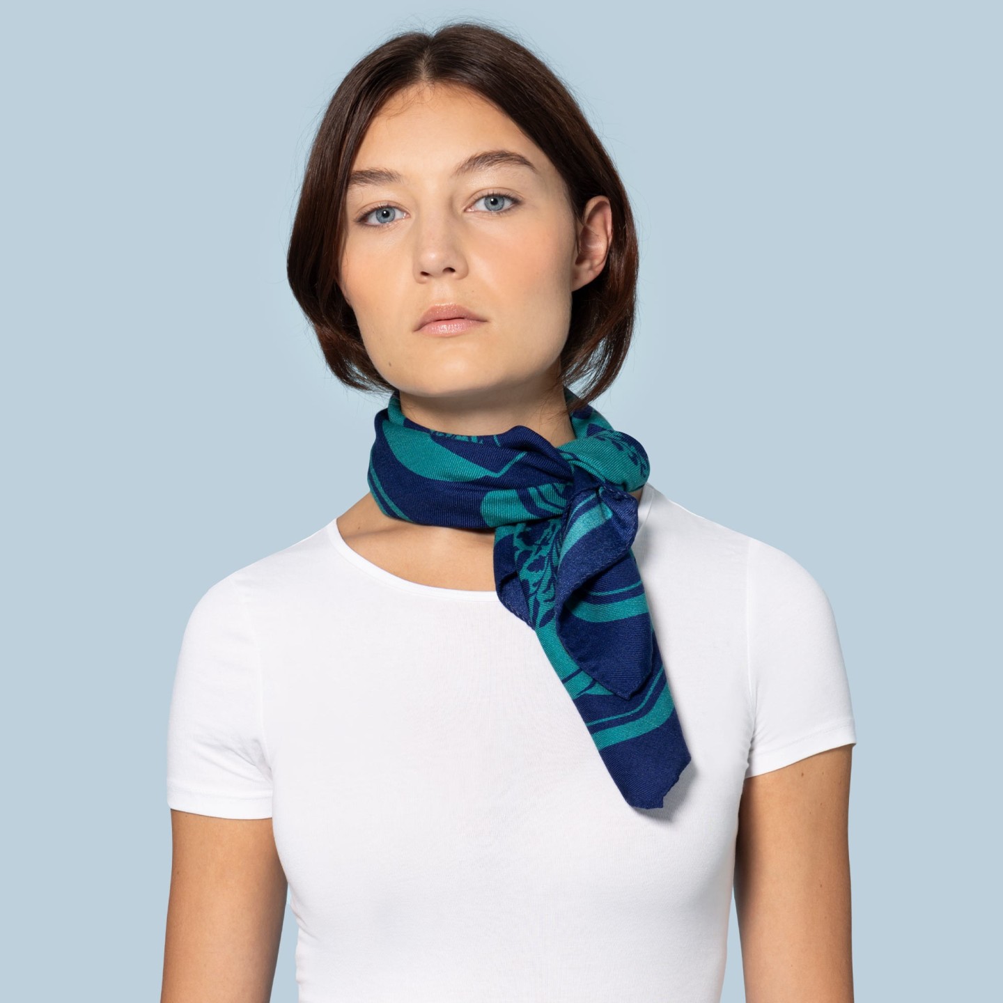 foulard en soie et laine 70x70 cm - Intarsio - bichromie- Ventinove