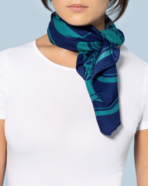 foulard en soie et laine 70x70 cm - Intarsio - bichromie- Ventinove