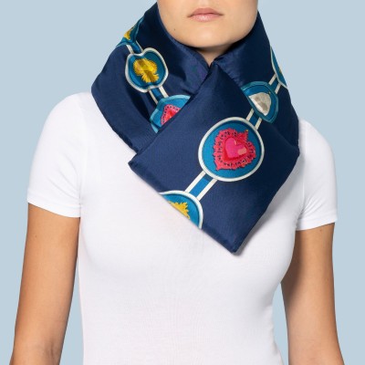 Women's Padded Scarf Exvoto silk and wool