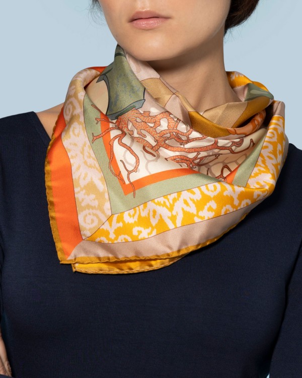 Foulard di seta 70 x 70 "Souvenir" - Ventinove