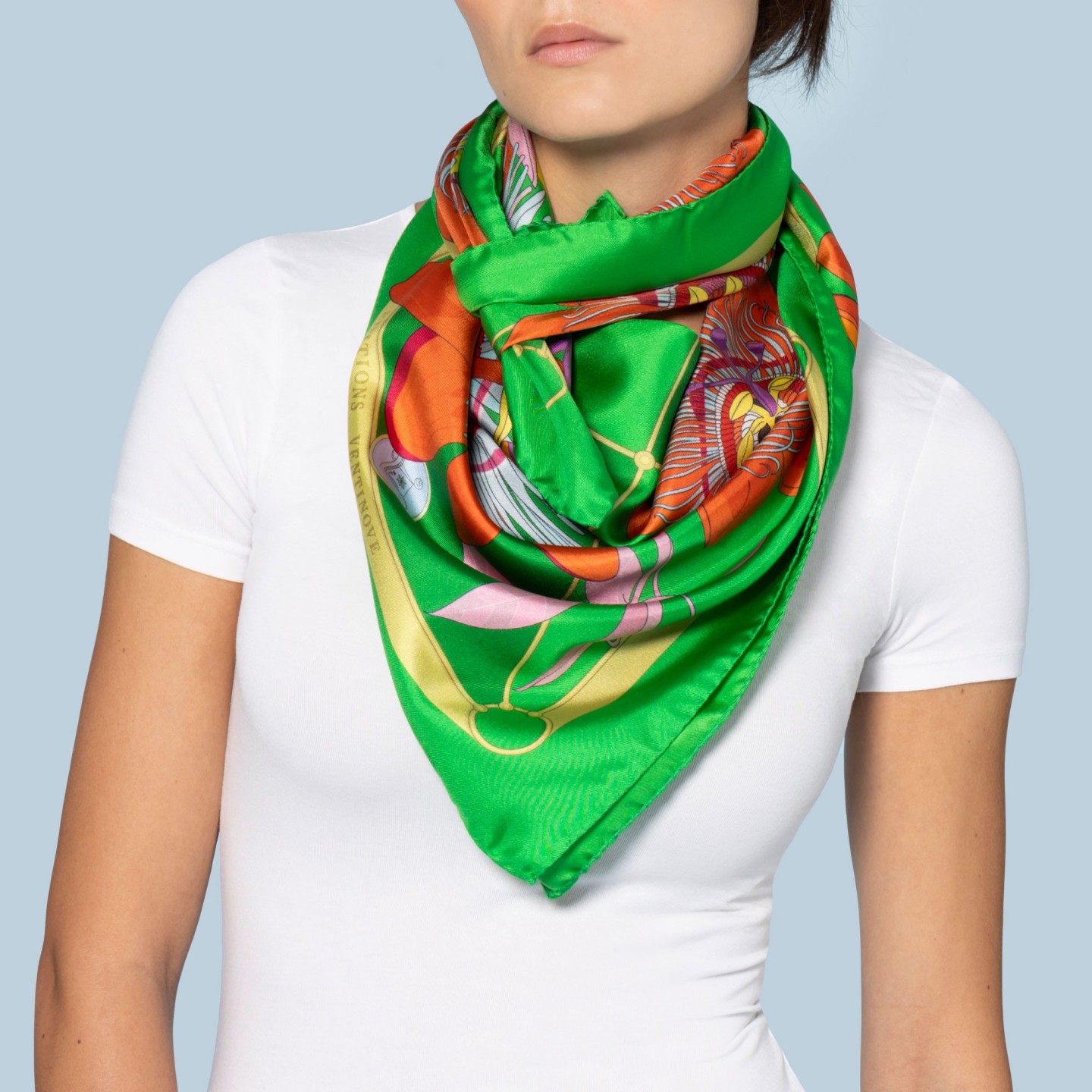 Twill silk scarf square 90 - The bird cage