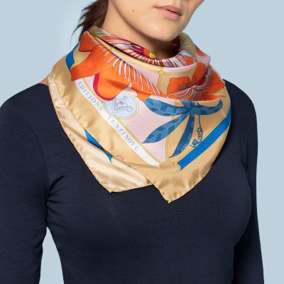 Twill silk scarf square 70 - The bird cage