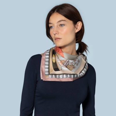 Carré di seta 70 x 70 - Foulard Editions Ventinove - Stromboli rosa