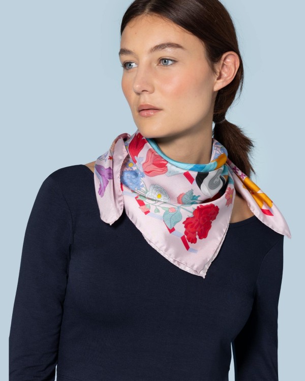 Elegante Foulard di Seta Twill Made in Italy 70x70 cm - Il Fioraio