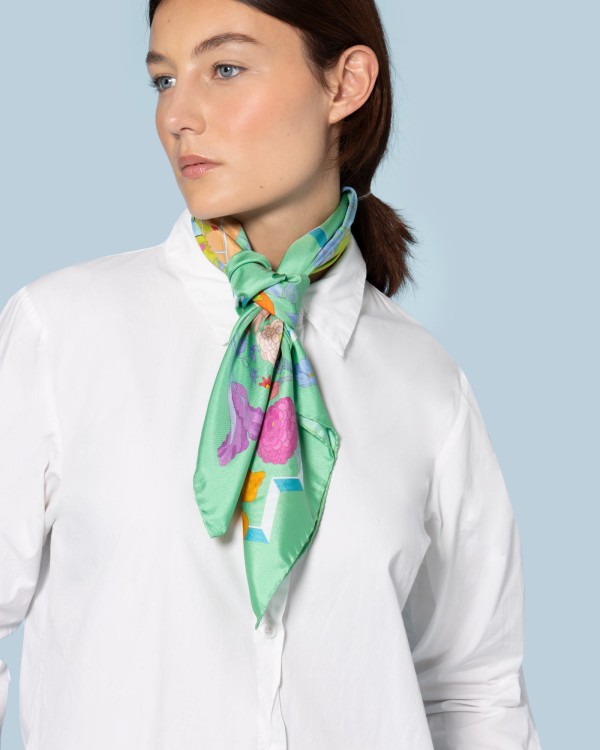 Exquisite 70x70 cm Silk Scarves - The Green Florist Editions Ventinove