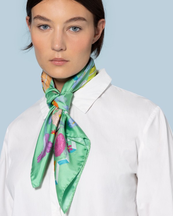 Exquisite 70x70 cm Silk Scarves - The Green Florist Editions Ventinove