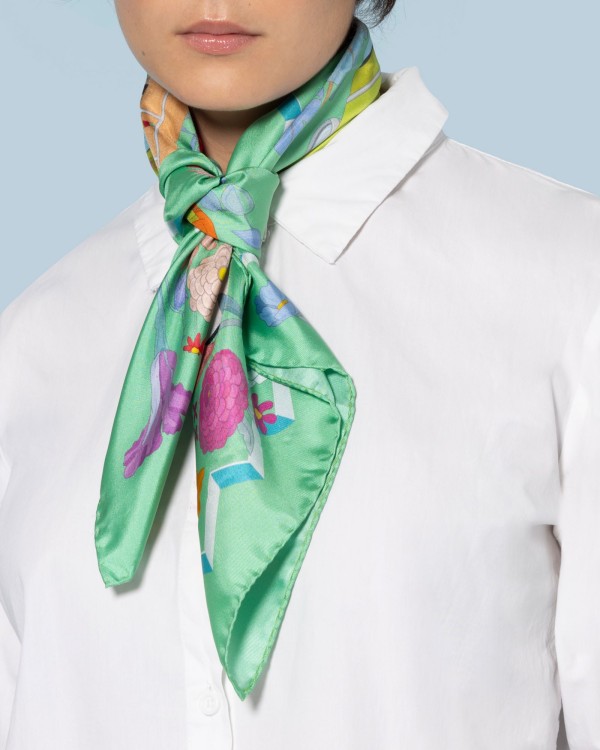 Exquisite 70x70 cm Silk Scarves - The Green Florist Editions Ventinove